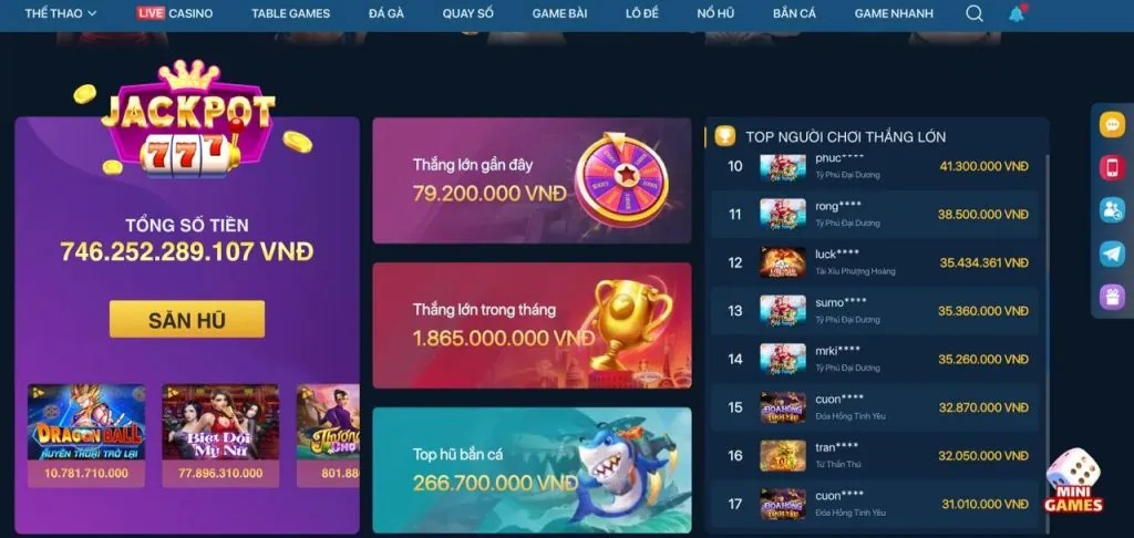 Đa dạng trò chơi Nổ Hũ